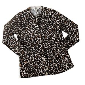 J. CREW Factory Leopard Print Cardigan Sweater Button Front Womens Sz Small